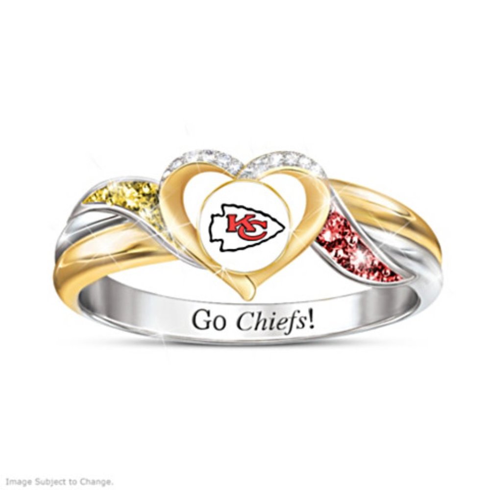 Kansas City Chief's Pride, NFL Ring With Team-Colored Crystals